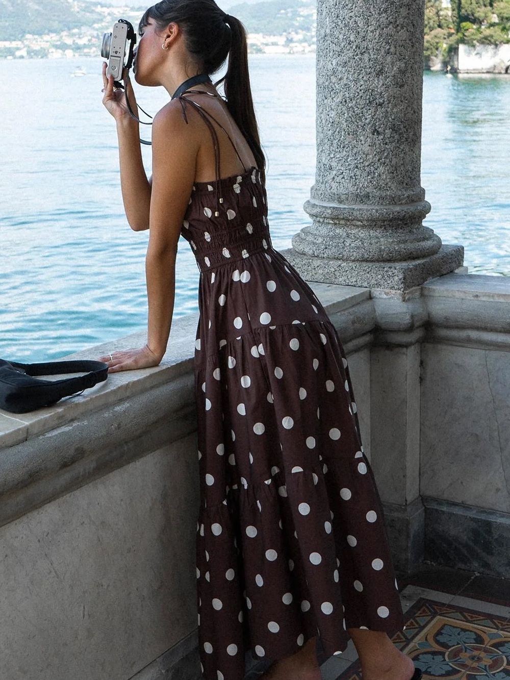 Kivari brown mocha polkadot cotton Harper dress